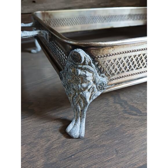 Vintage Silver Plate Footed Casserole Dish Stand - Picture 2 of 5